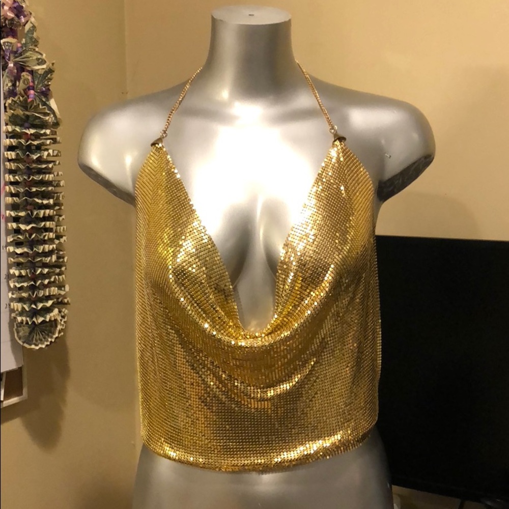GOLD Chain Halter Top - Picture 4 of 4